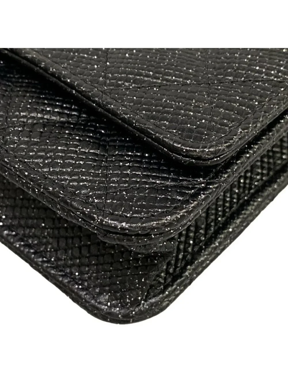 Chanel Wallet Quilted Black Chain Leather Shoulder Bag